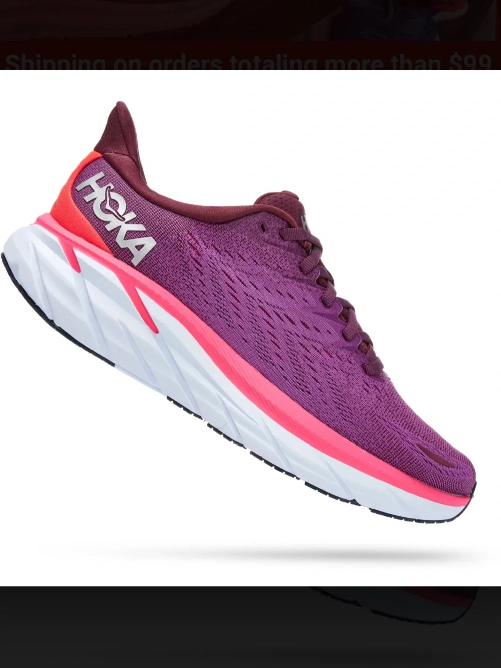 Hoka Women's Clifton 8 Purple and Pink Road Running Shoe size 10